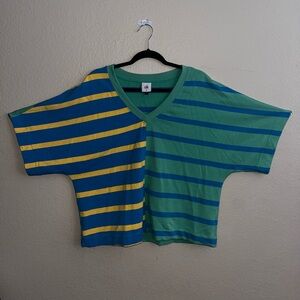 CABI yellow blue green striped wide top